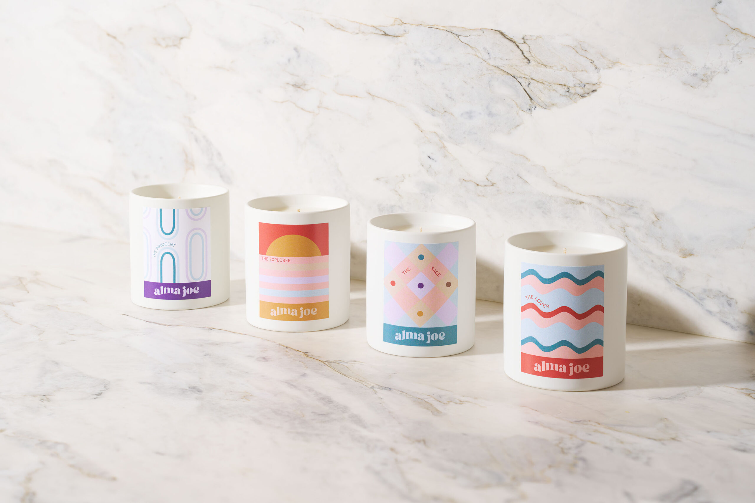 alma joe candles lined up